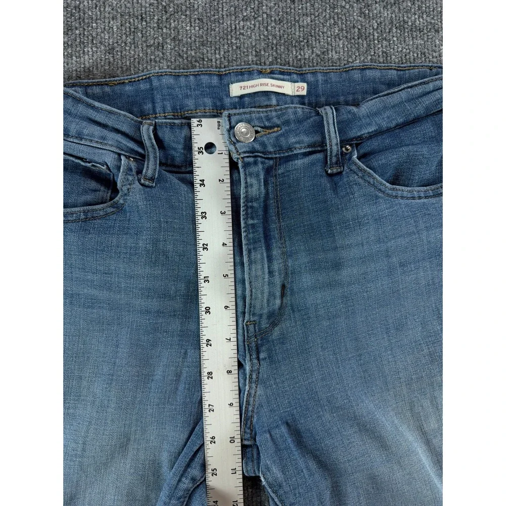 Levis 721 High Rise Skinny Jeans Womens 29 Blue Denim Medium Wash Stretch Casual